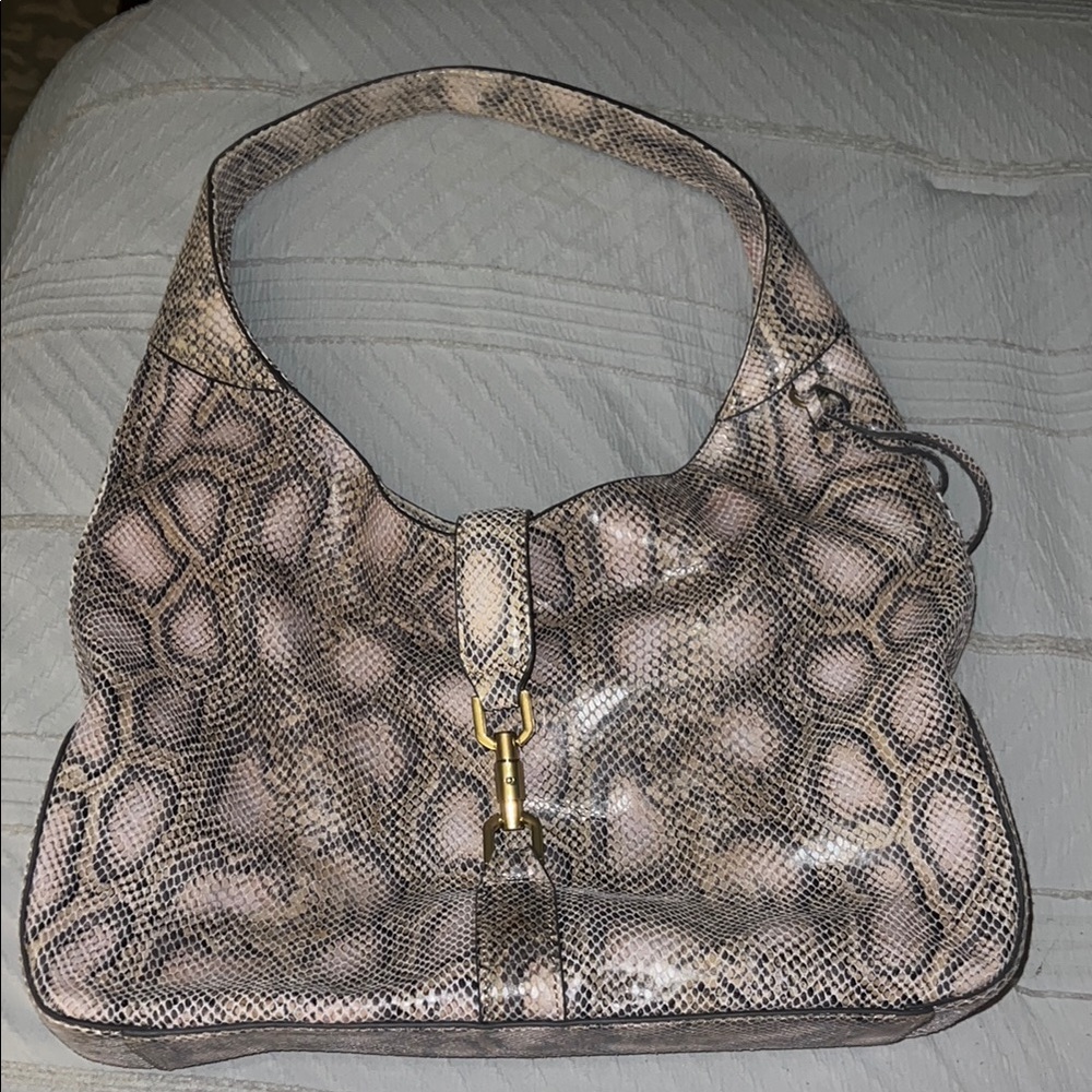 Gilli snake embossed leather shoulder bag